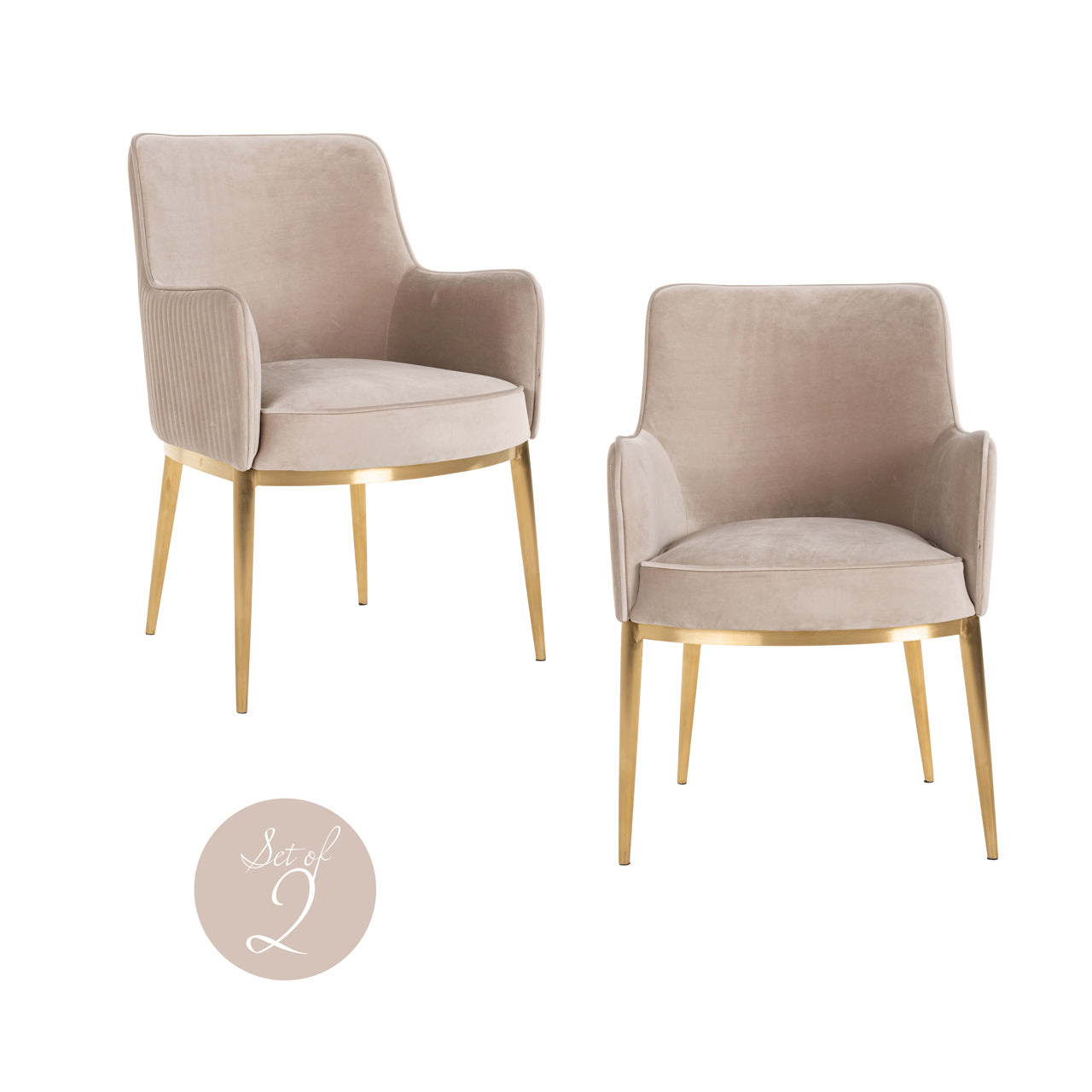 Dining chair Breeze khaki velvet fire retardant (Set of 2)