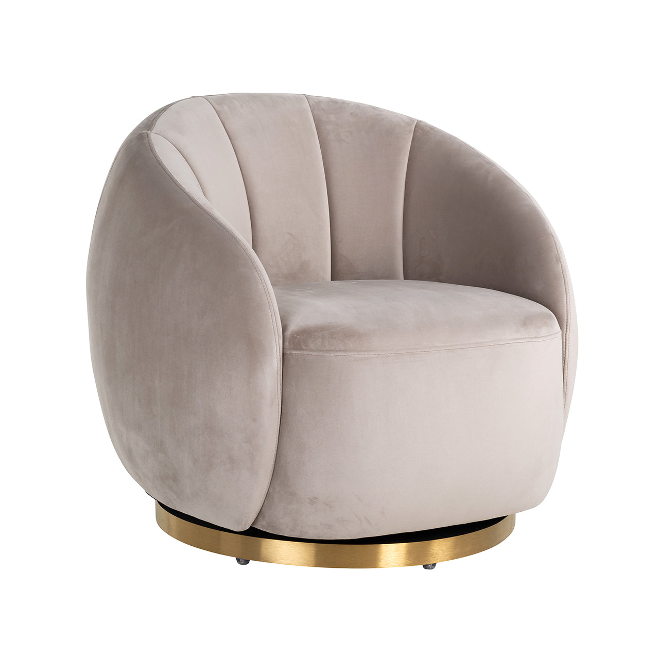 Draaibare fauteuil Jago khaki fluweel / geborsteld goud (Quartz Khaki 903)