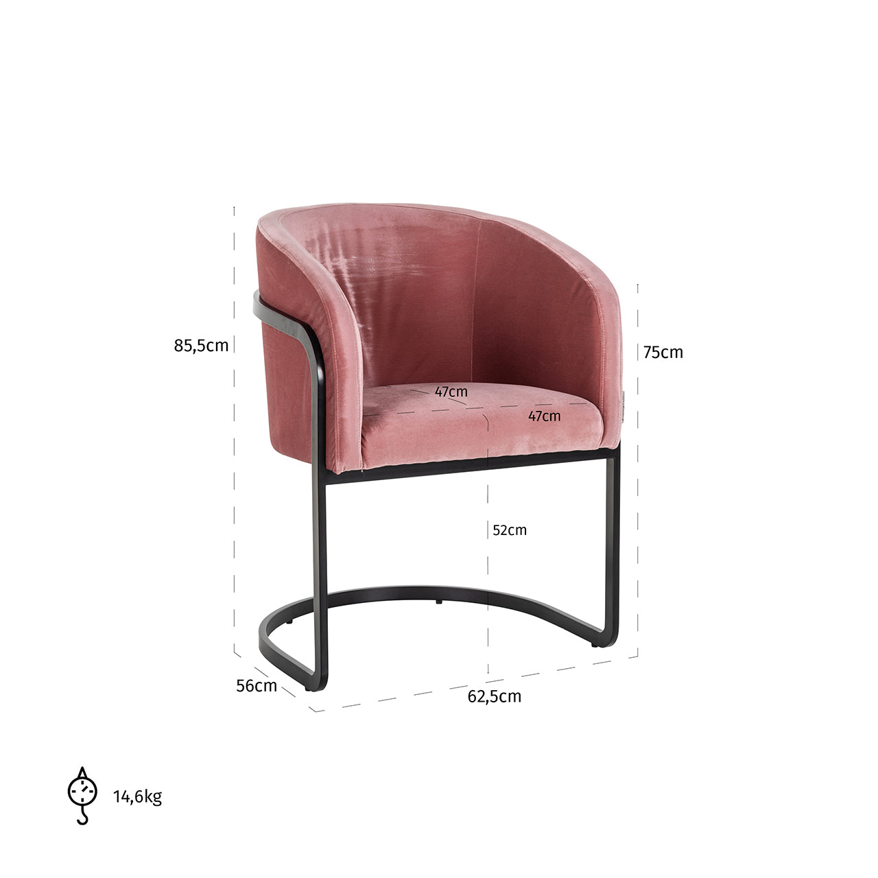 Chair Chiara blush velvet (Genova 706  Blush)