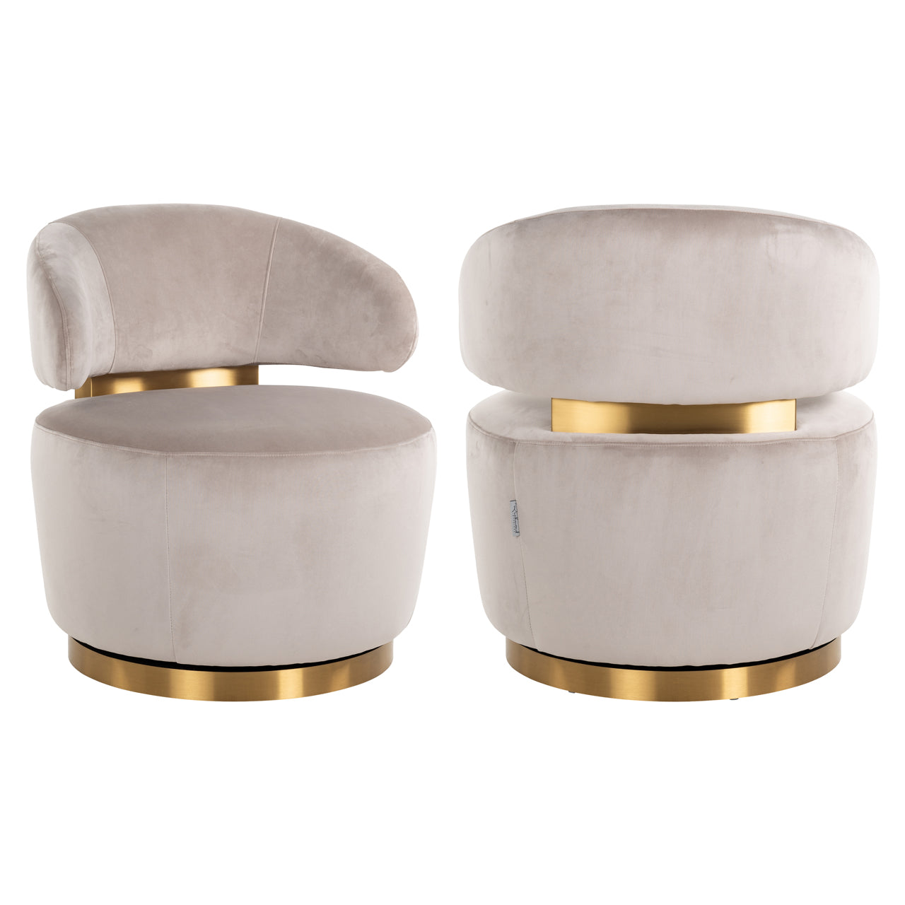 Lounge chair Maxime khaki velvet swivel