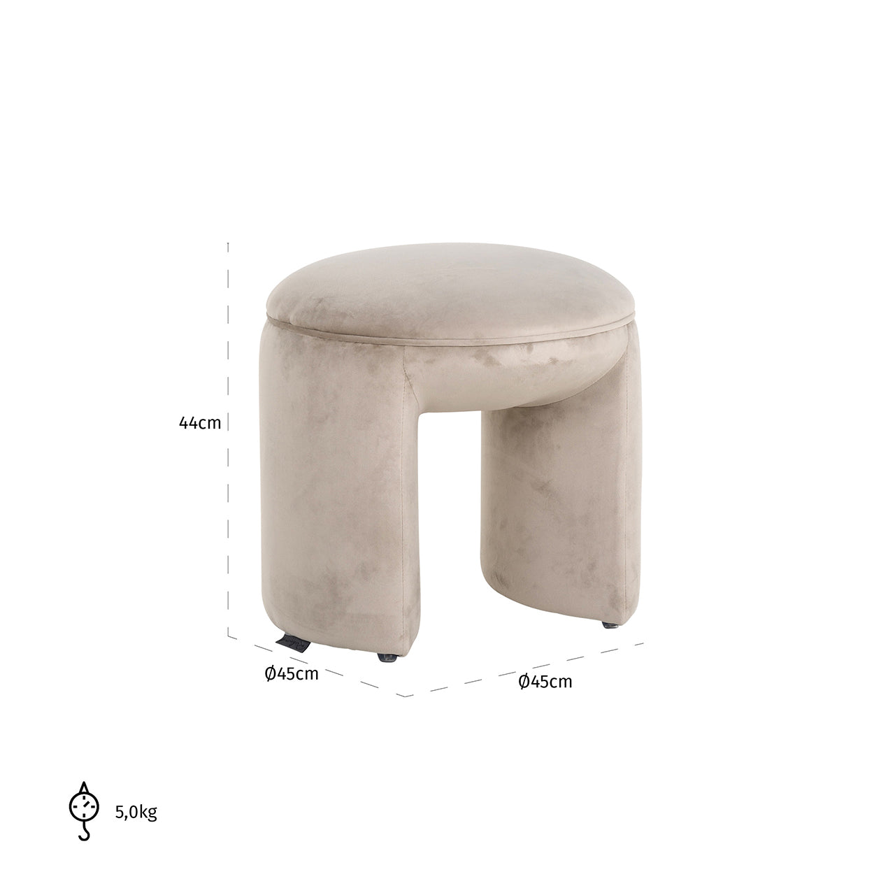 Poef Fargo kaki fluweel (Quartz Khaki 903)