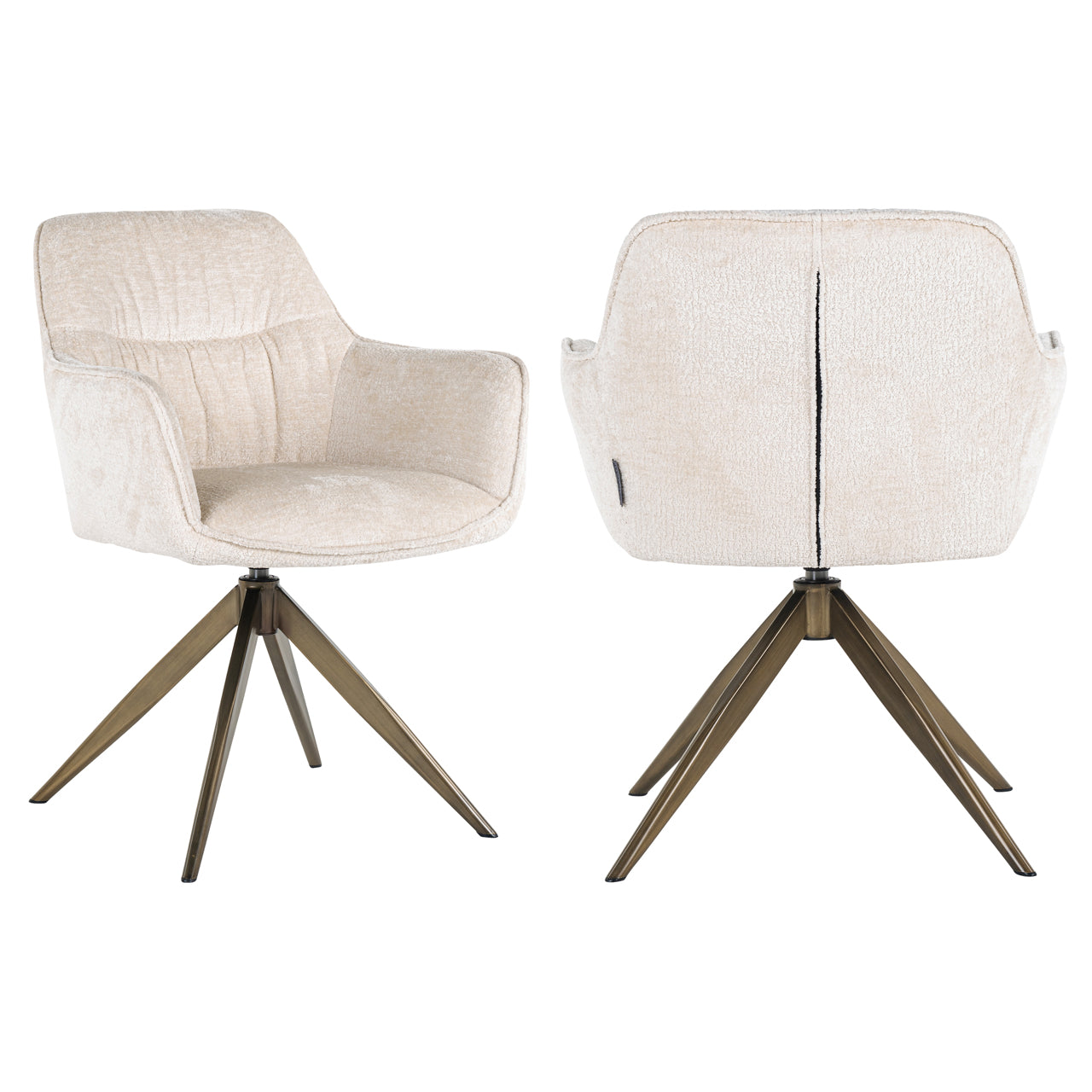 Dining chair Aline white chenille swivel fire retardant