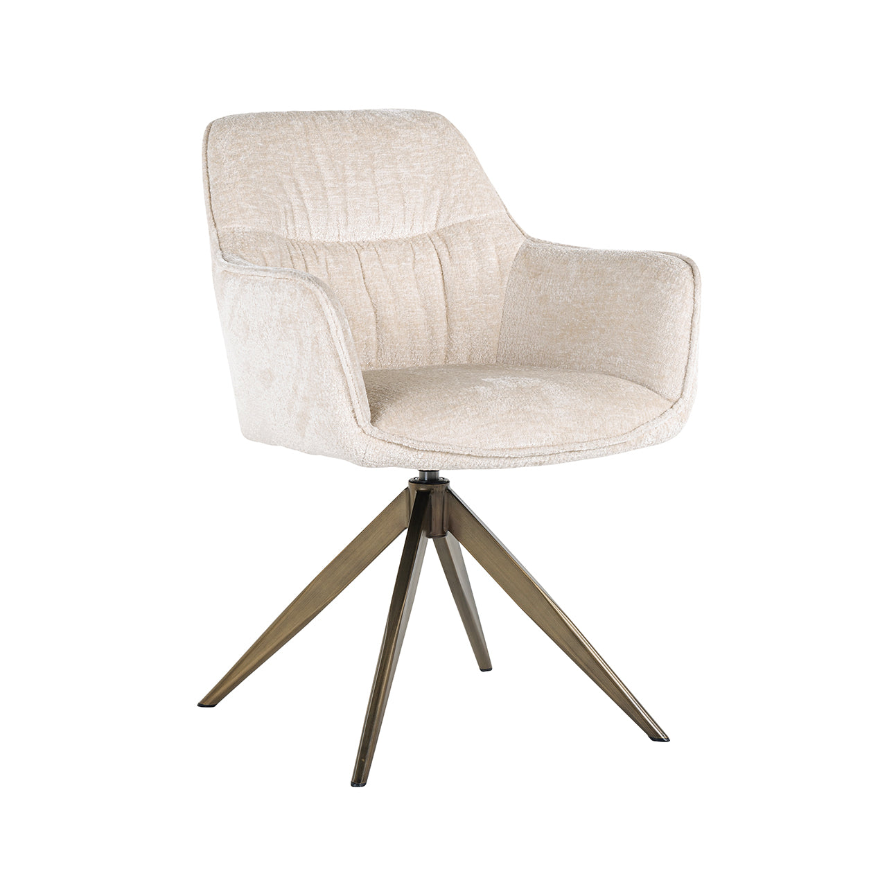 Draaistoel Aline wit chenille fluweel brandvertragend (FR-Bergen 900 wit chenille)
