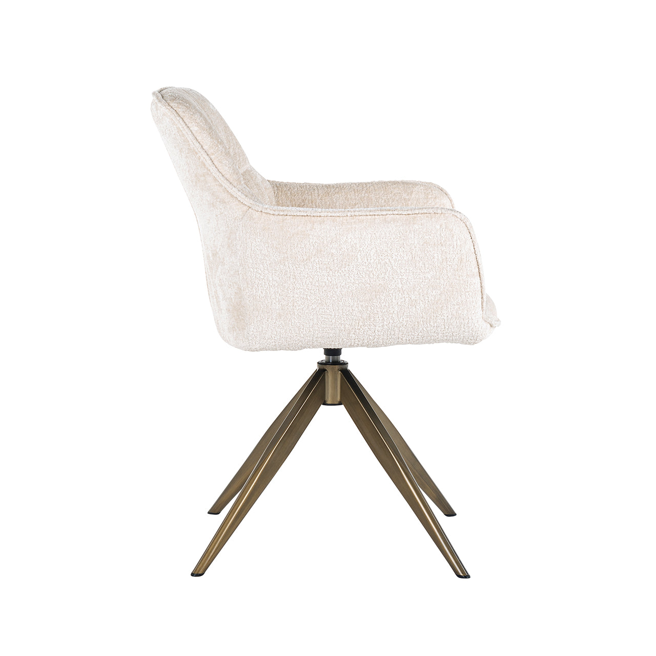 Draaistoel Aline wit chenille fluweel brandvertragend (FR-Bergen 900 wit chenille)