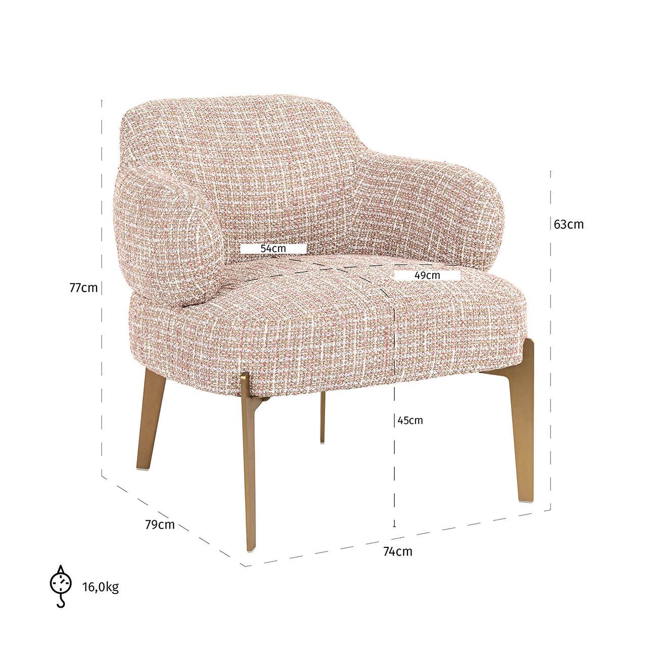 Lounge chair Venus trendy rose (Be trendy 1673 rose)