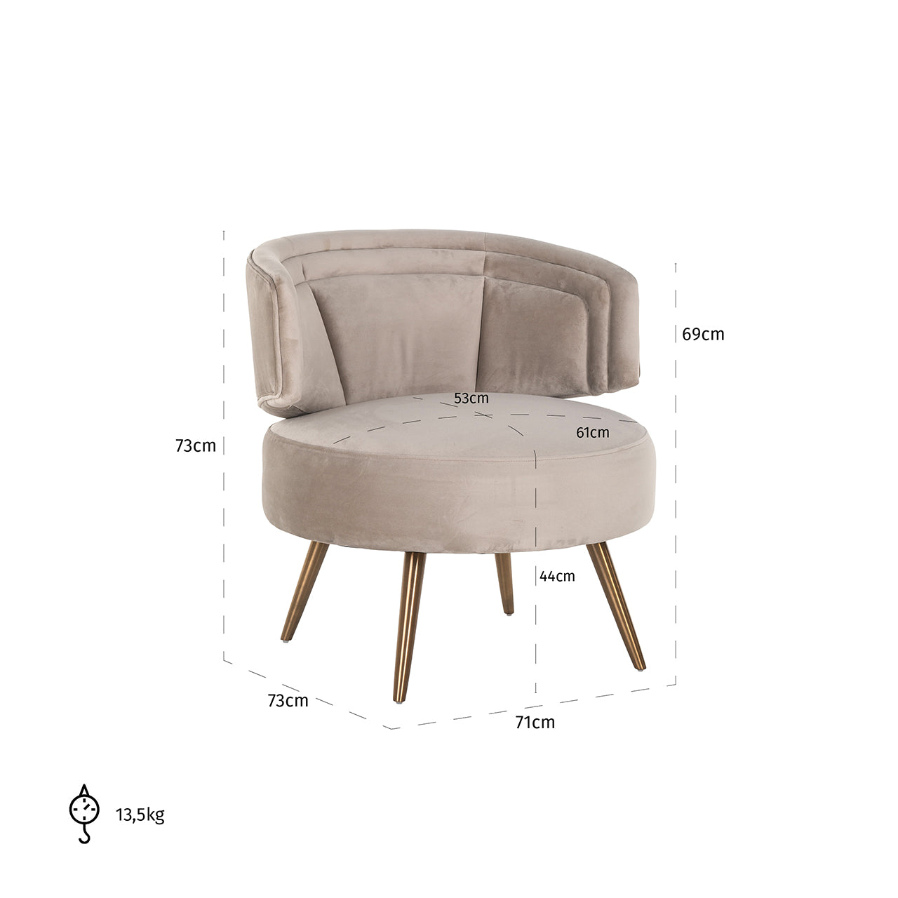 Lounge chair Hazel khaki fluweel brandvertragend (FR-Quartz 903 Khaki)