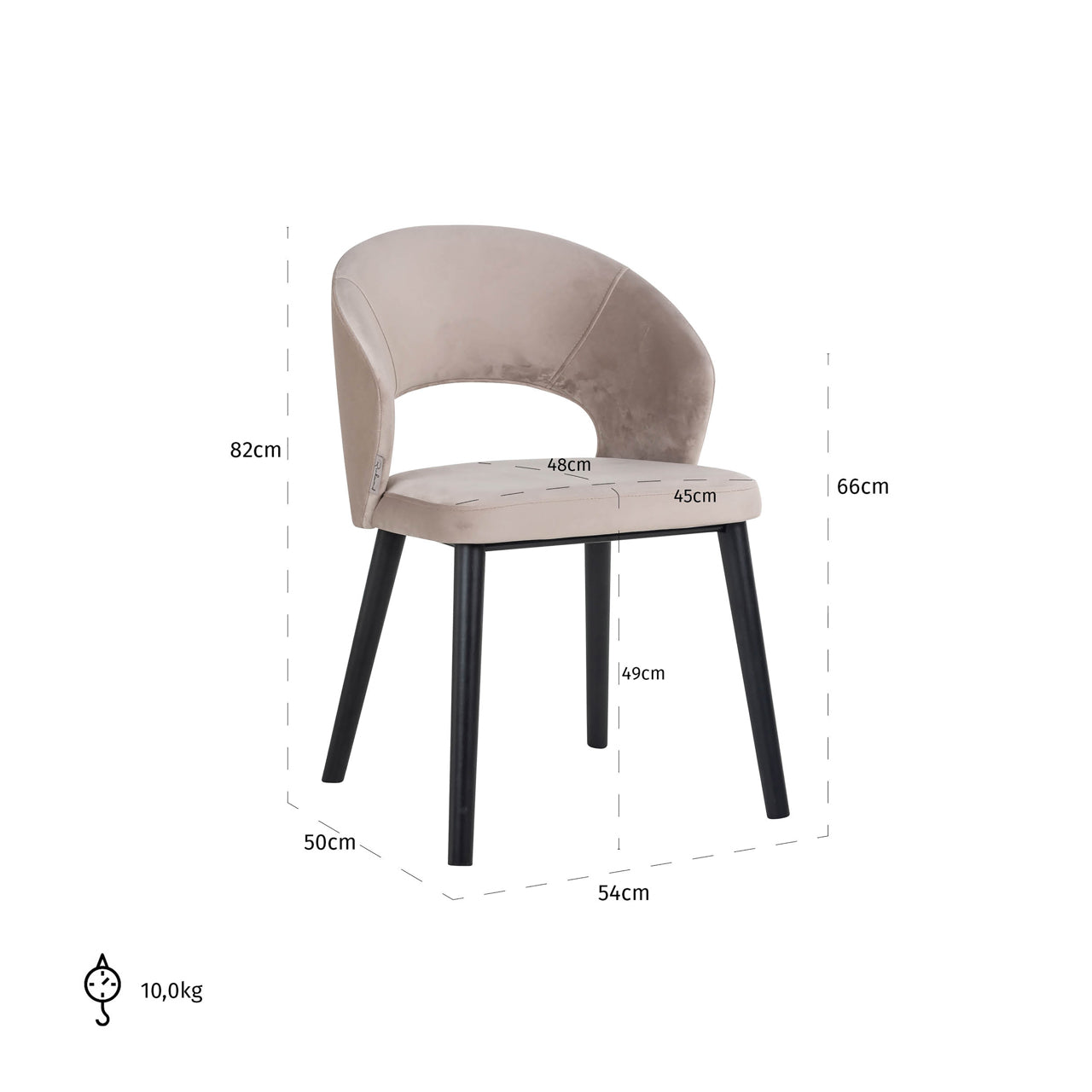 Dining chair Savoy khaki velvet