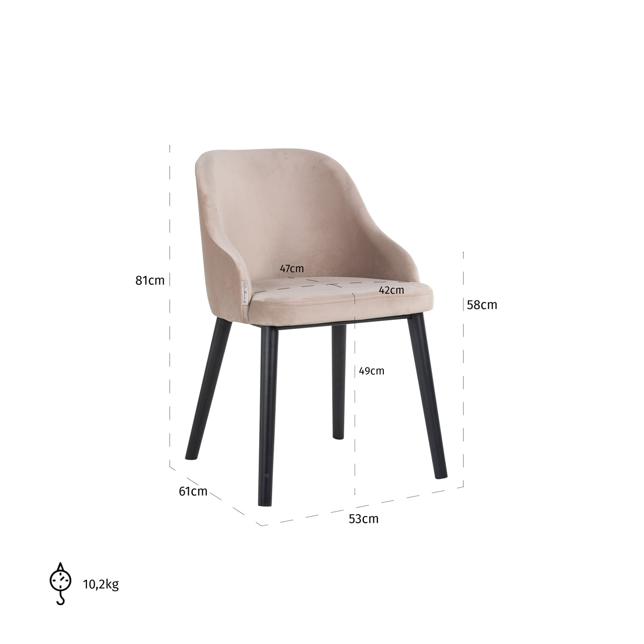 Dining chair Twiggy khaki velvet