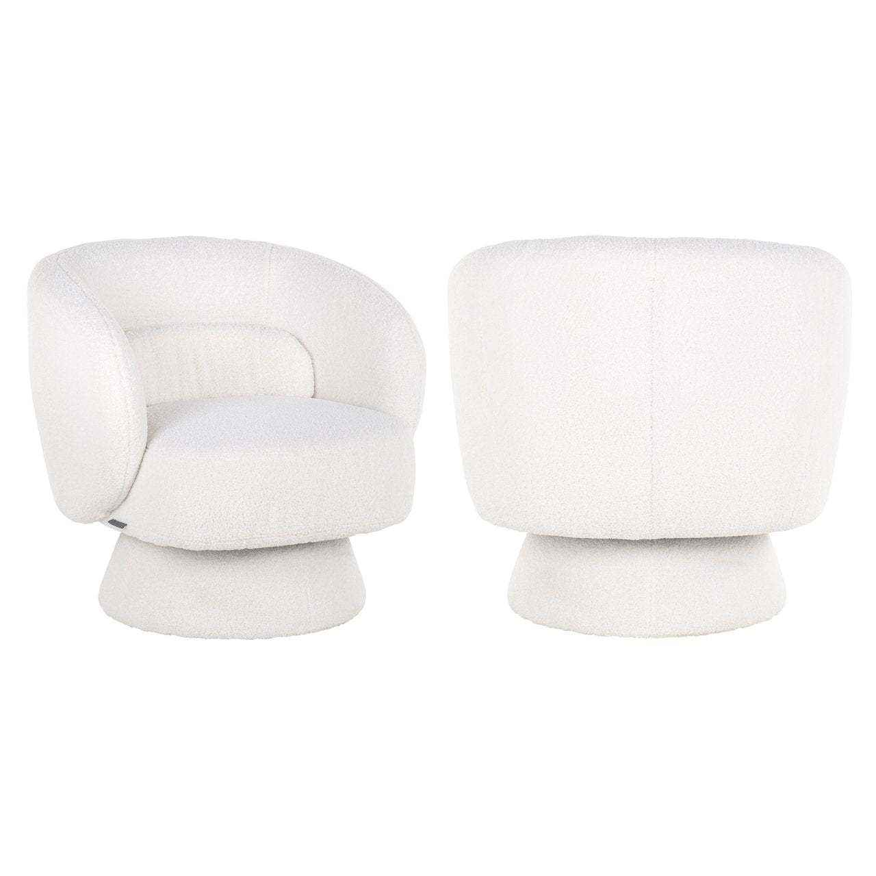 Lounge chair Senna white furry swivel