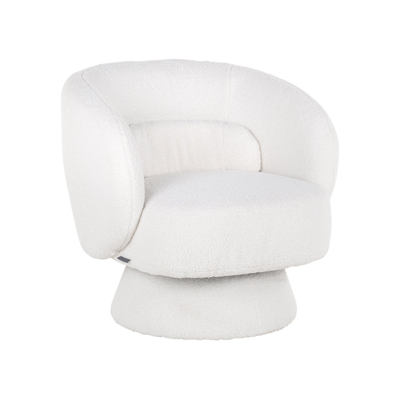 Lounge chair Senna white furry swivel