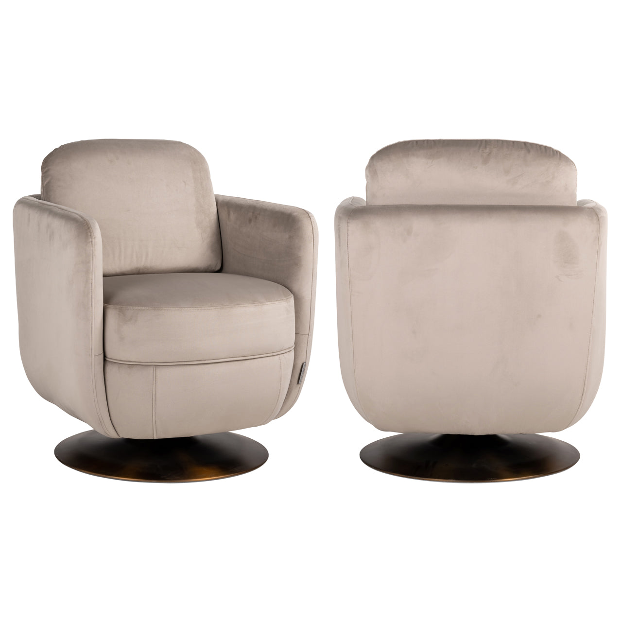 Lounge chair Turner khaki velvet swivel fire retardant