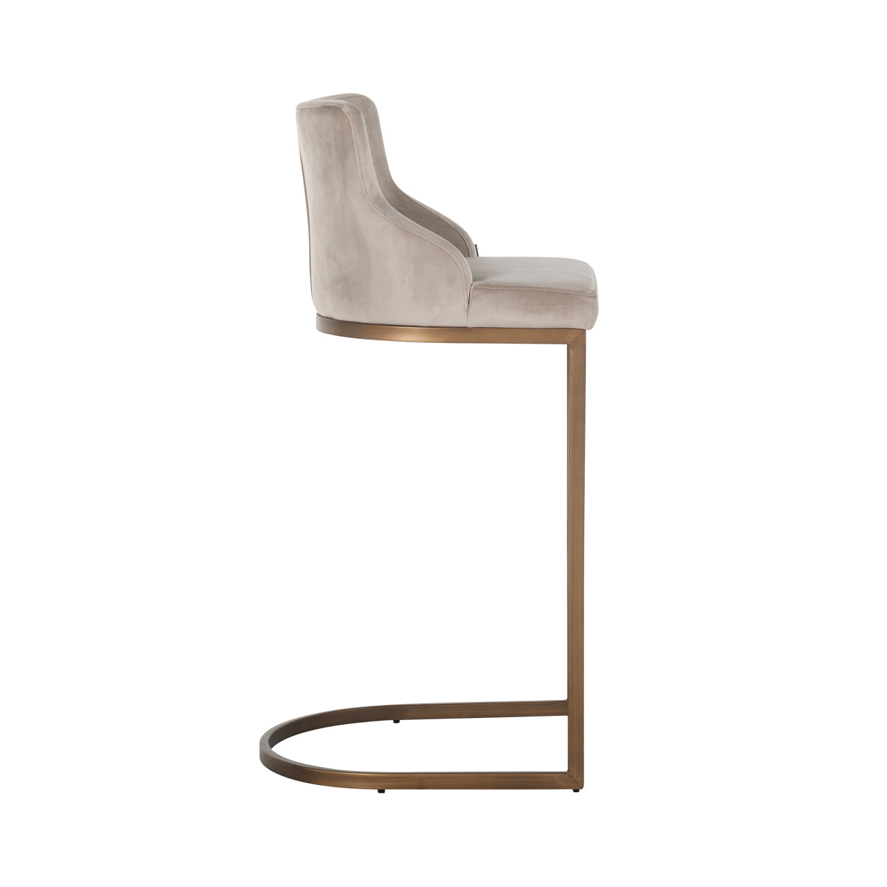 Bar stool Bolton khaki velvet brushed gold fire retardant (Set of 2)