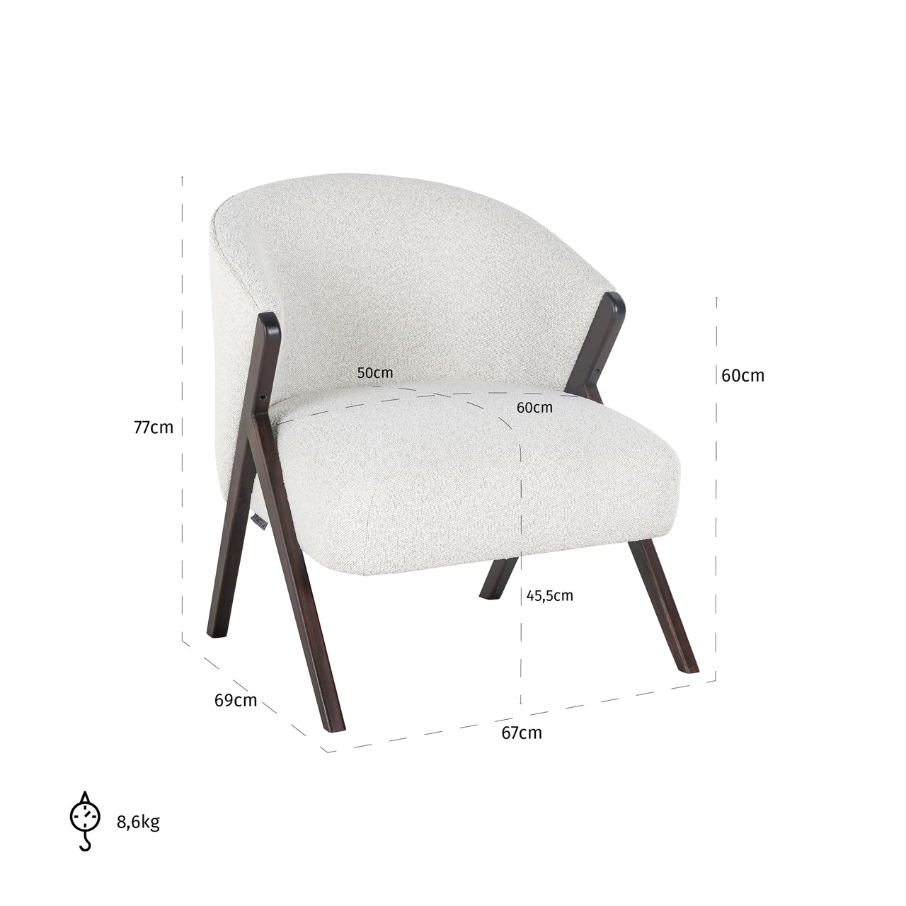 Lounge chair Mia white bouclé