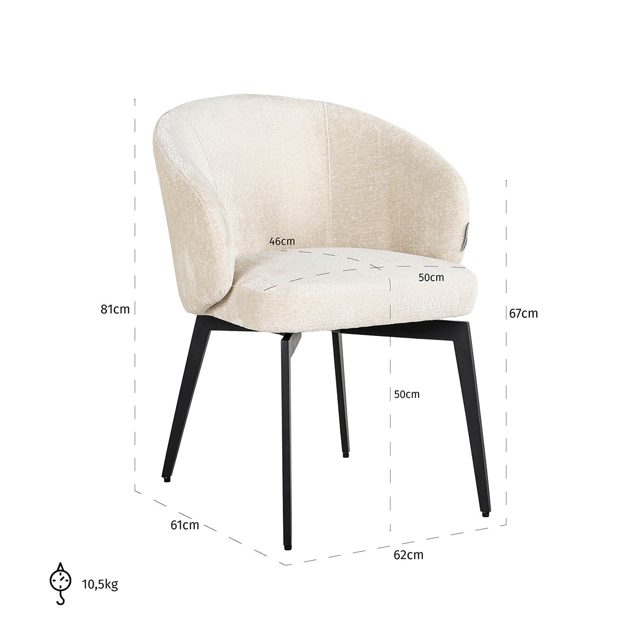 Chair Amphara white chenille fire retardant (FR-Bergen 900 white chenille)