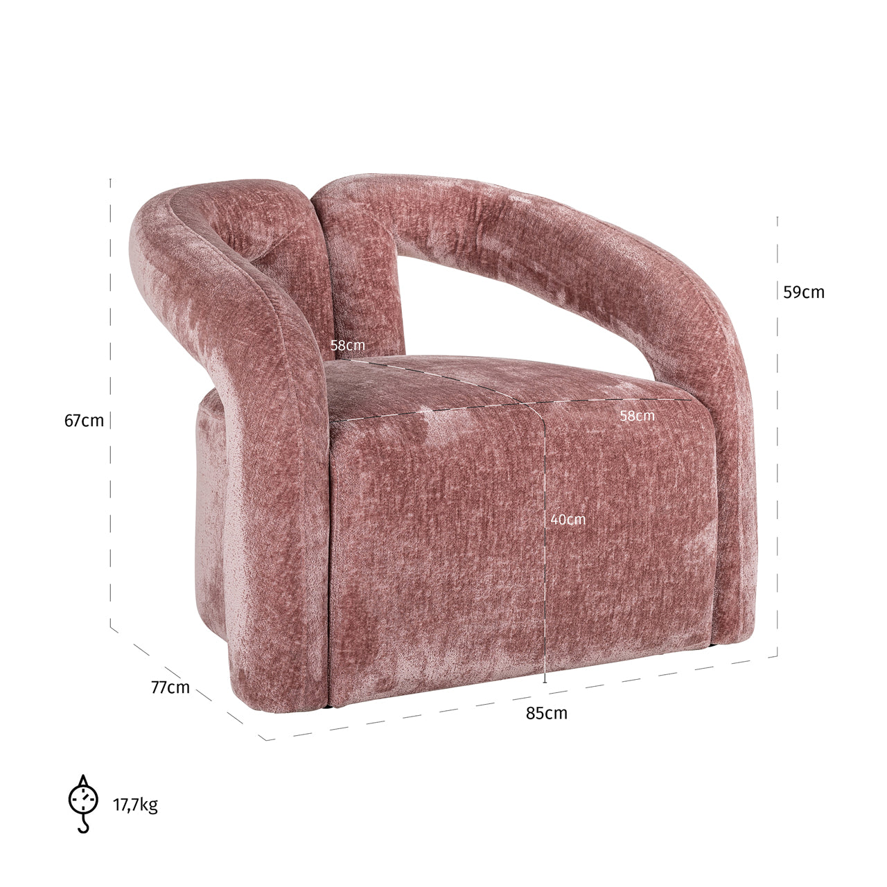 Lounge chair Dana rose chenille
