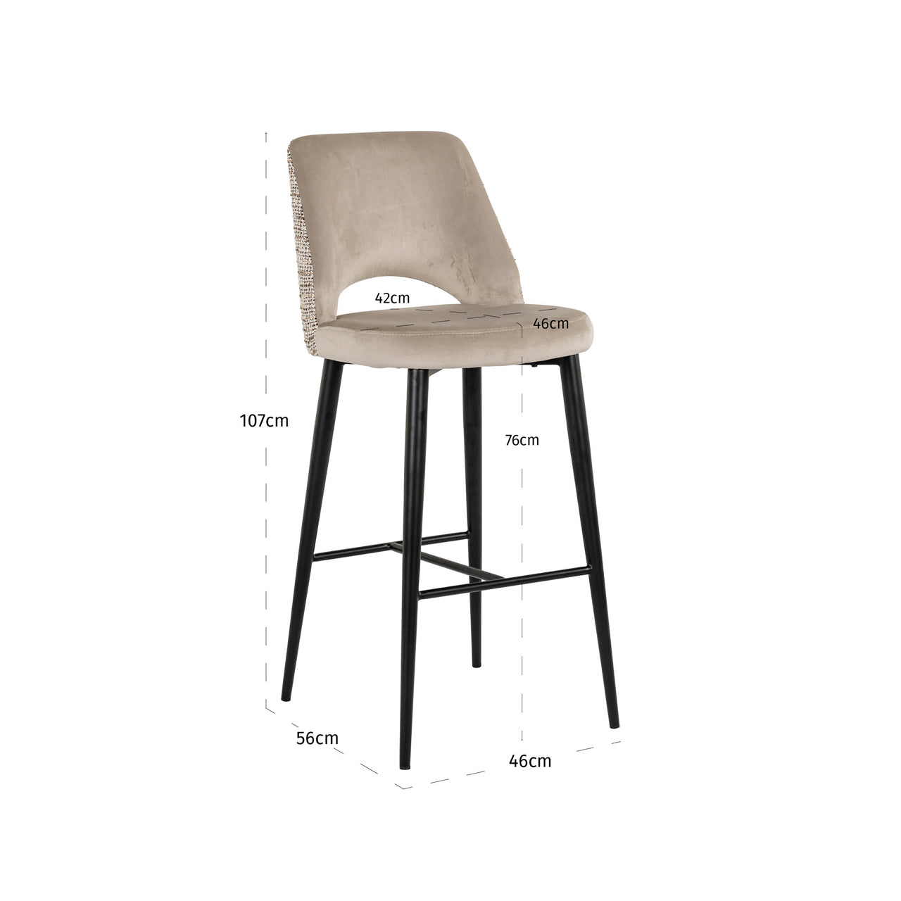Bar stool Tabitha trendy nature fire retardant