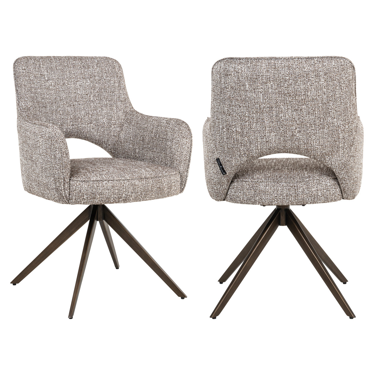 Dining chair Ginerva earth tweed swivel