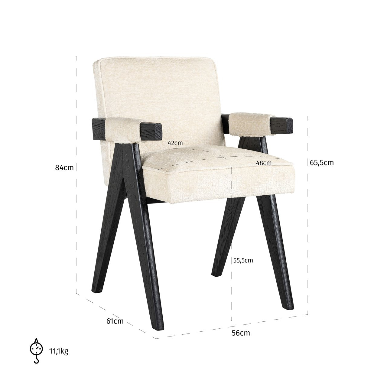 Dining chair Cooper white chenille