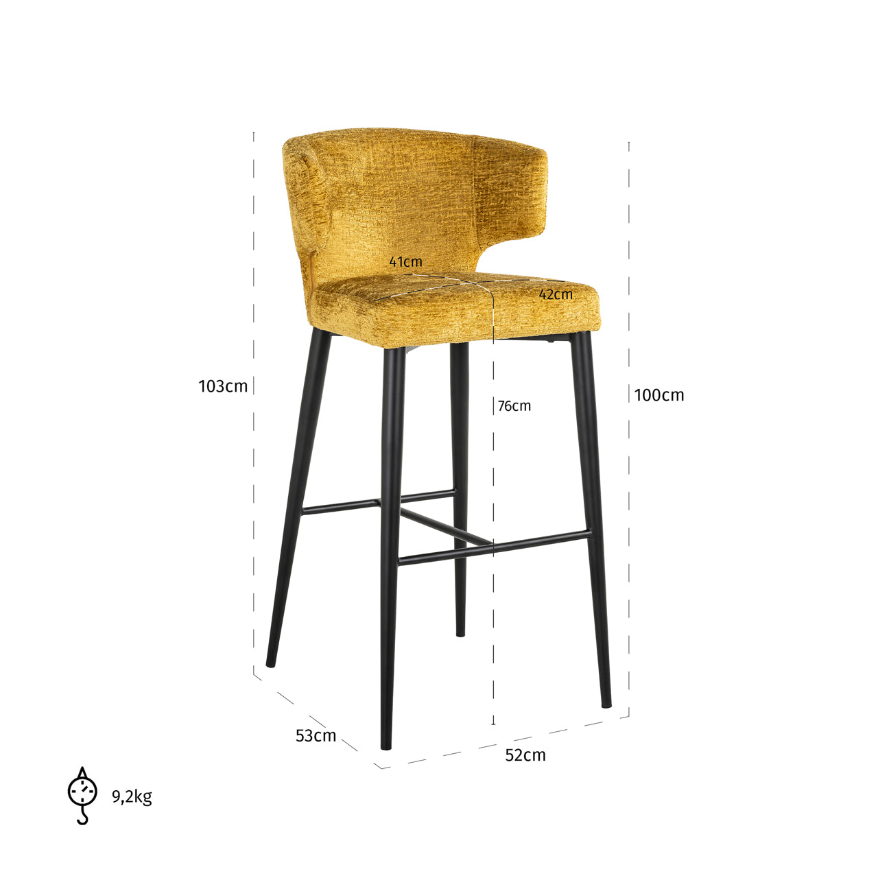 Bar stool Taylor mustard fusion