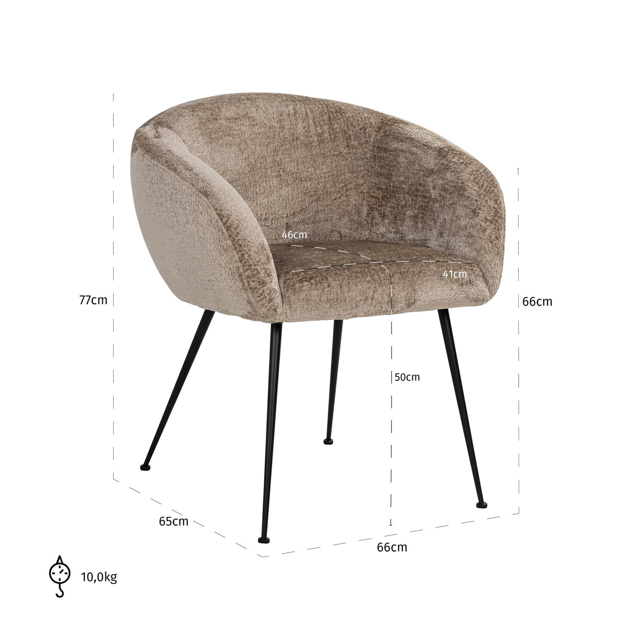 Dining chair Ruby taupe chenille