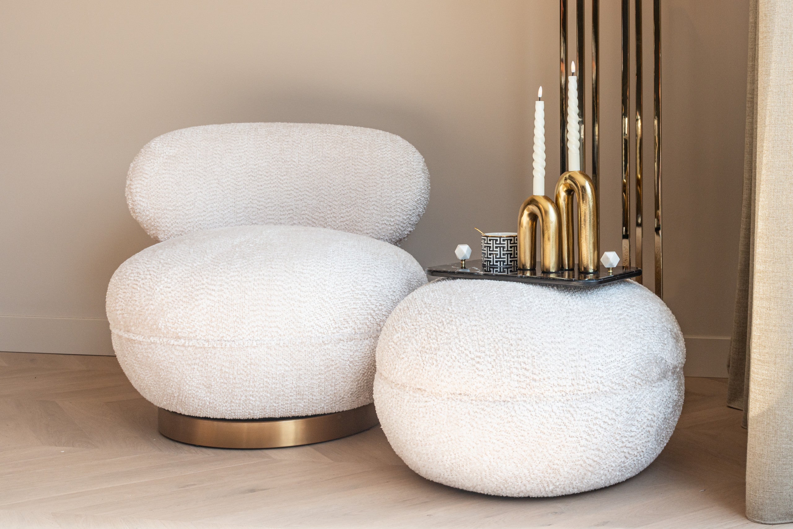 Pouffe & Footstool Jace beige tiger