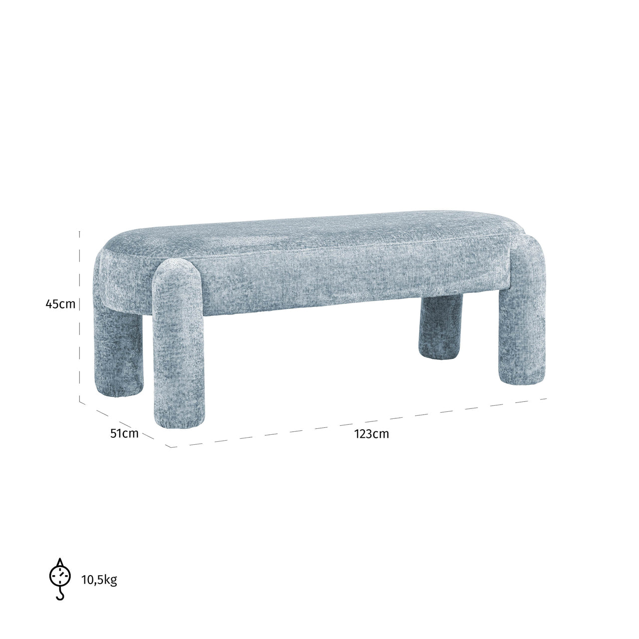Bench Holly light blue chenille