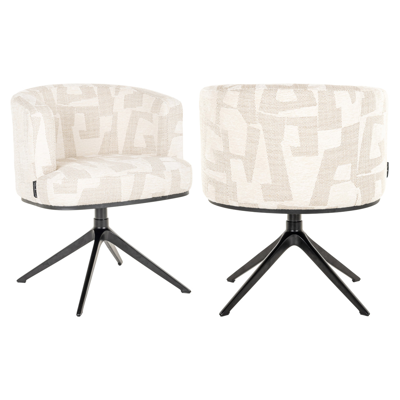 Dining chair Cheyenne beige graffic swivel