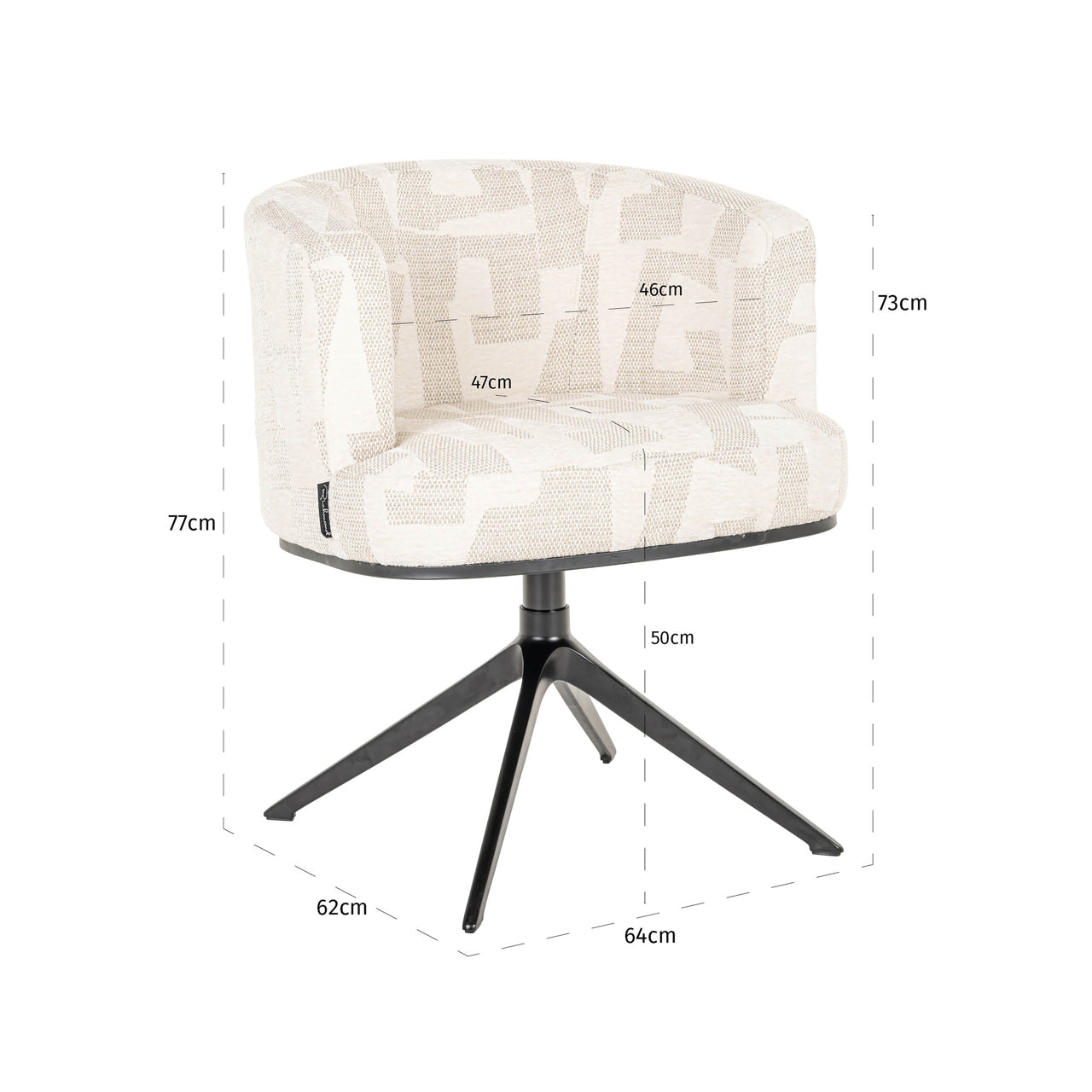 Dining chair Cheyenne beige graffic swivel