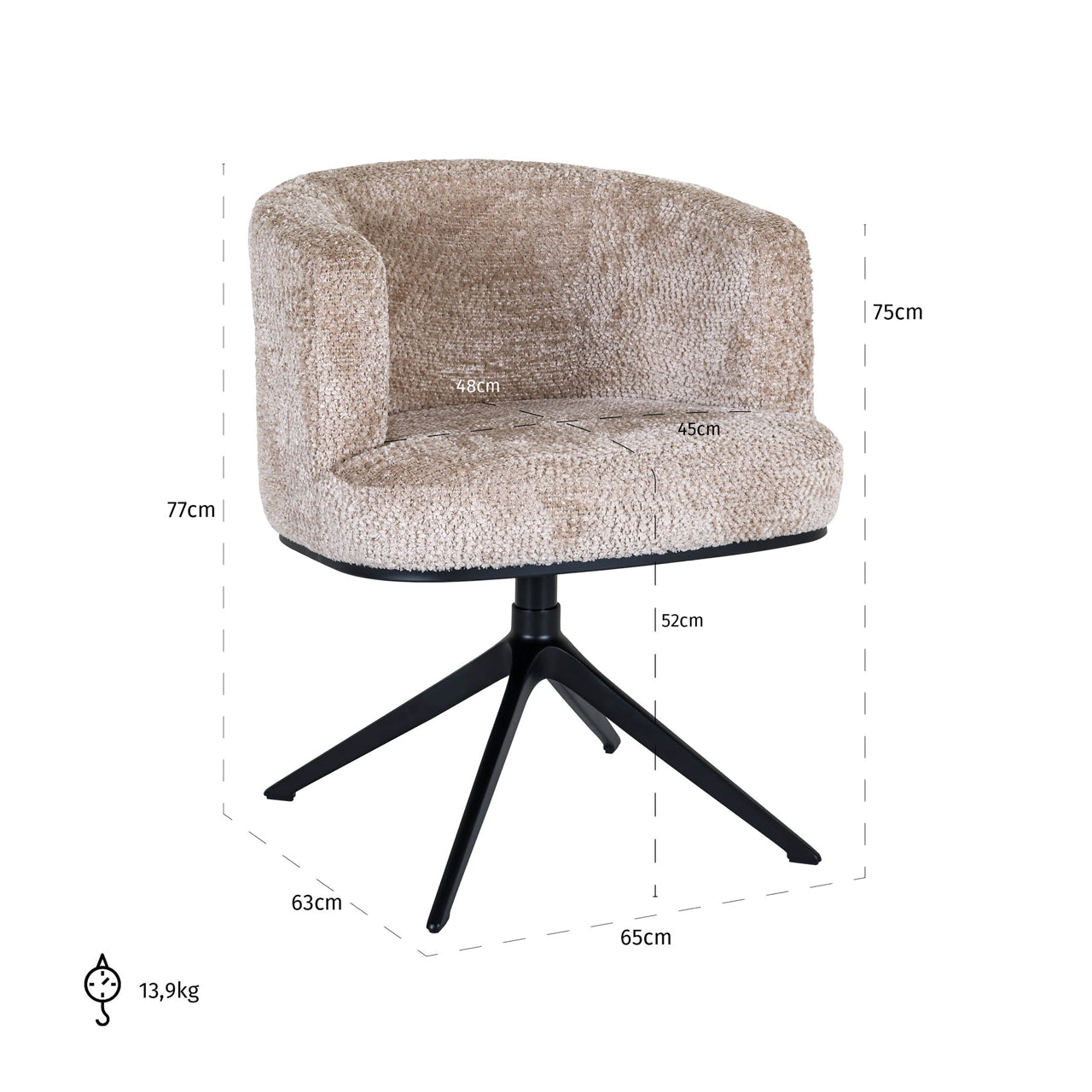 Dining chair Cheyenne lovely beige swivel