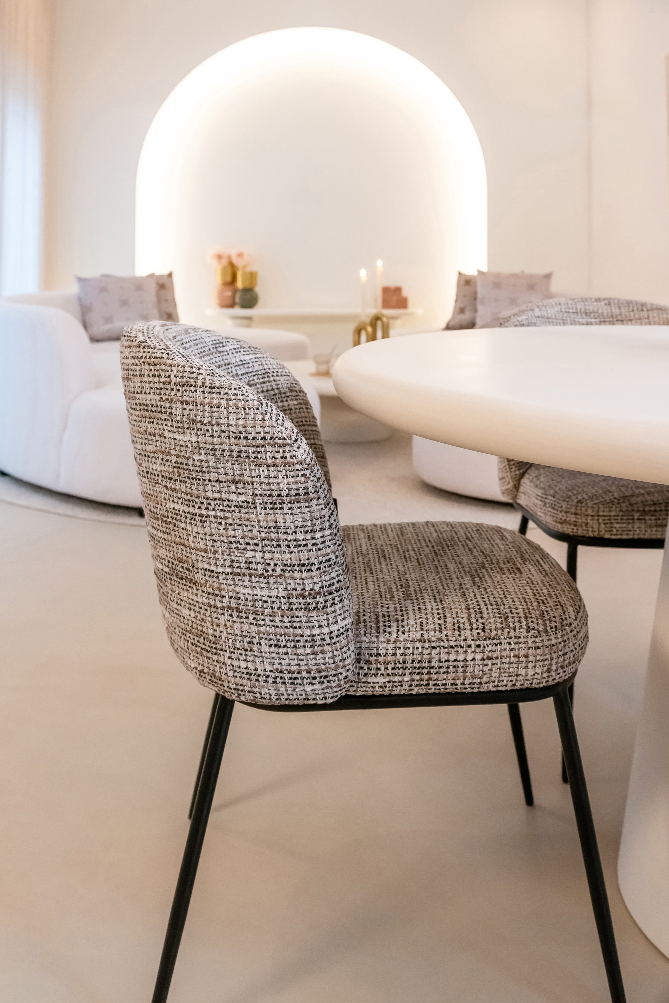Dining chair Elvi mocca chunky fire retardant (Set of 2)