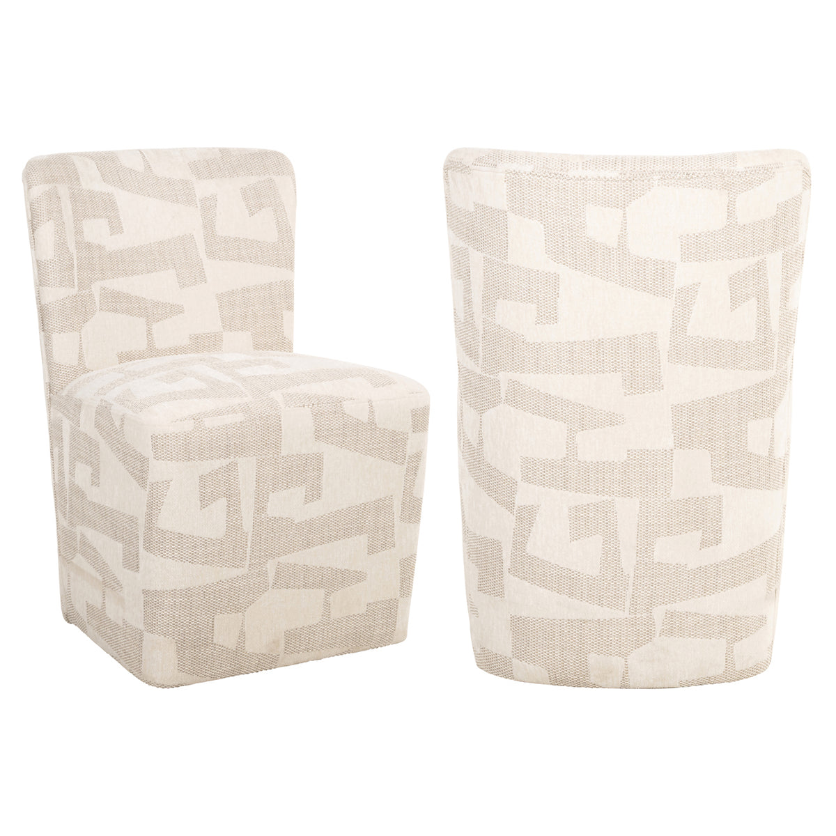 Dining chair Lorain beige graffic on wheels