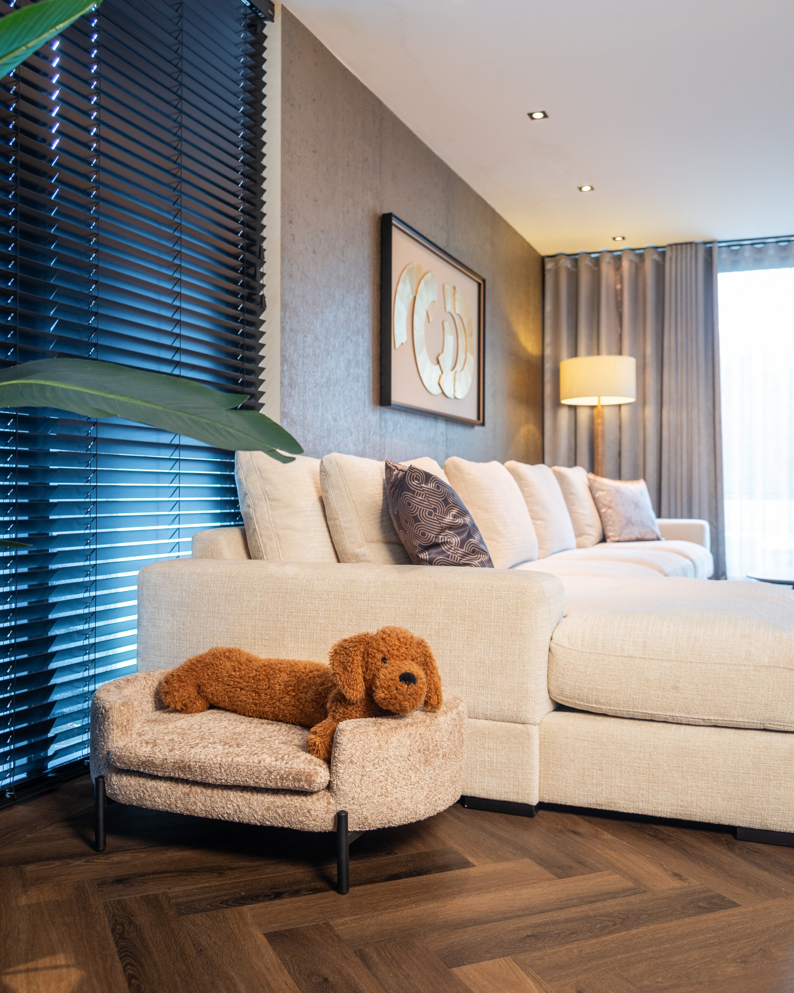 Pet bed Dolly beige blockweave