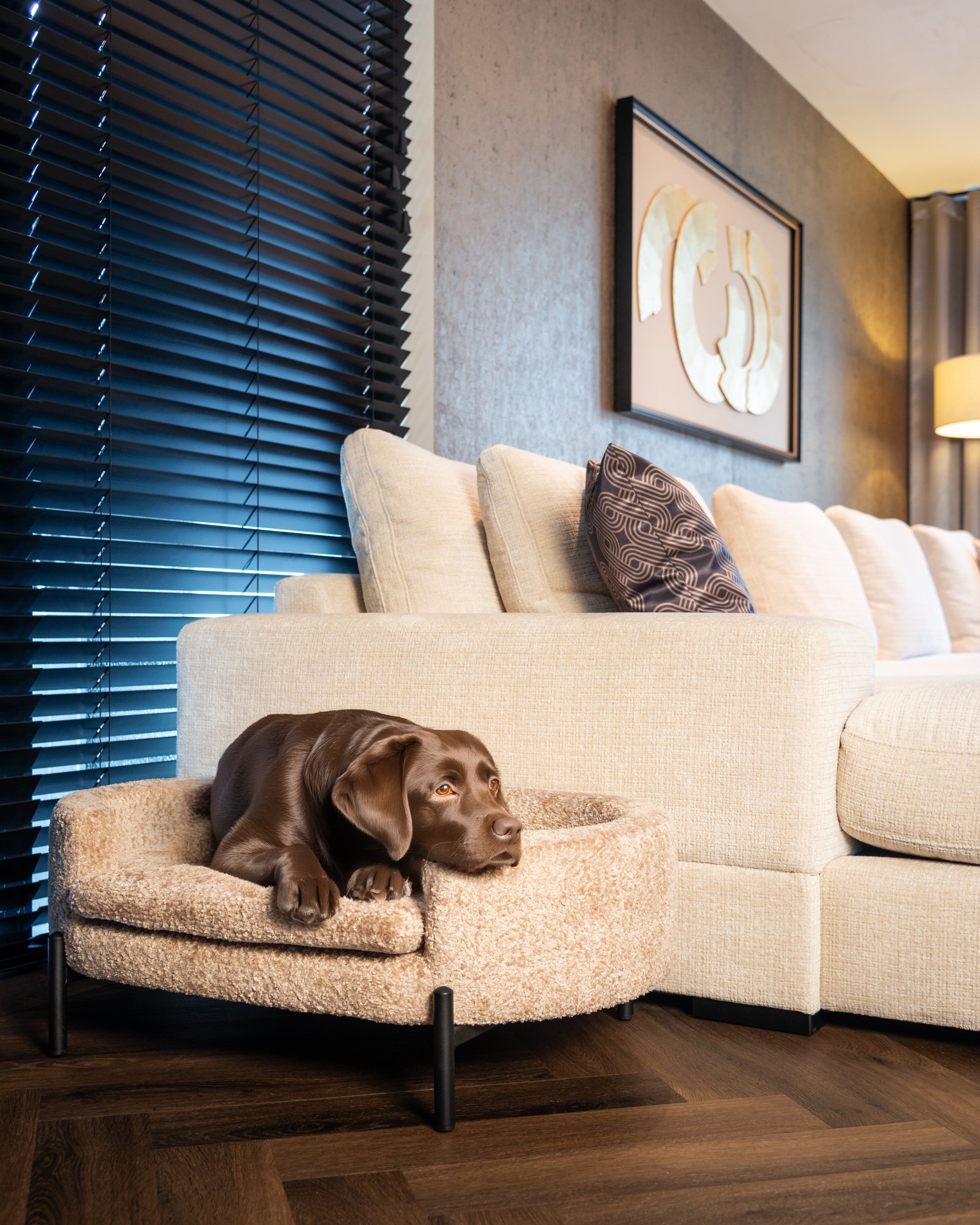 Pet bed Dolly beige blockweave