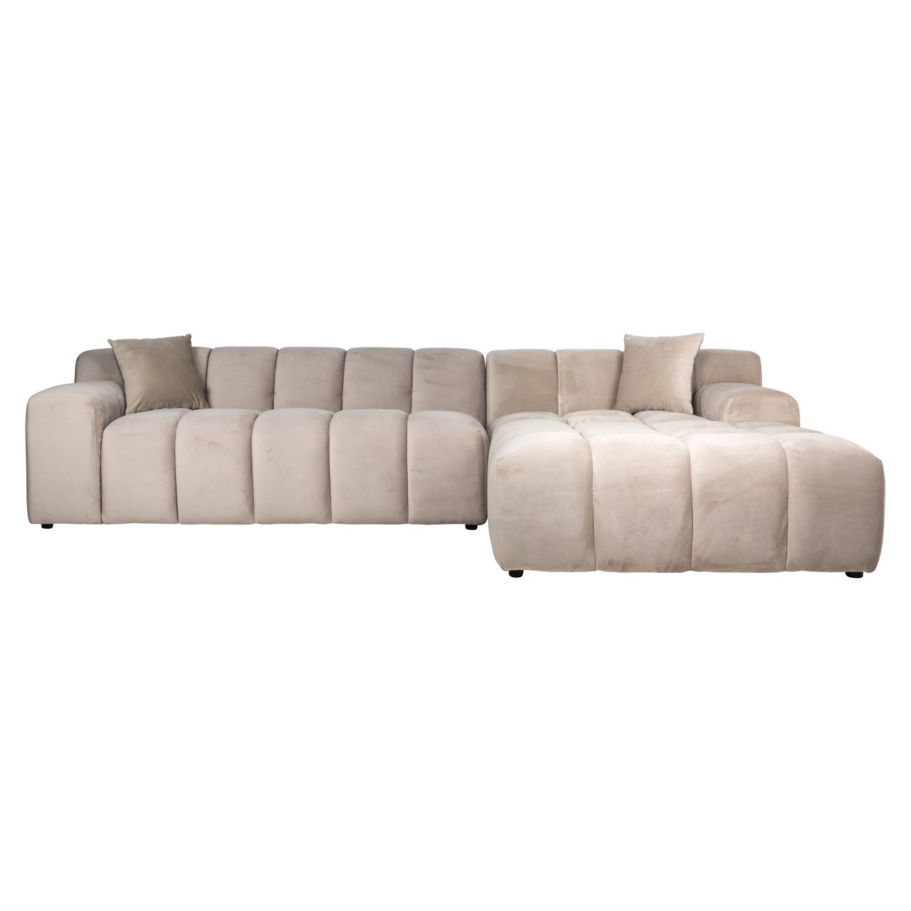 Sofa Cube khaki velvet 3-seater + lounge right