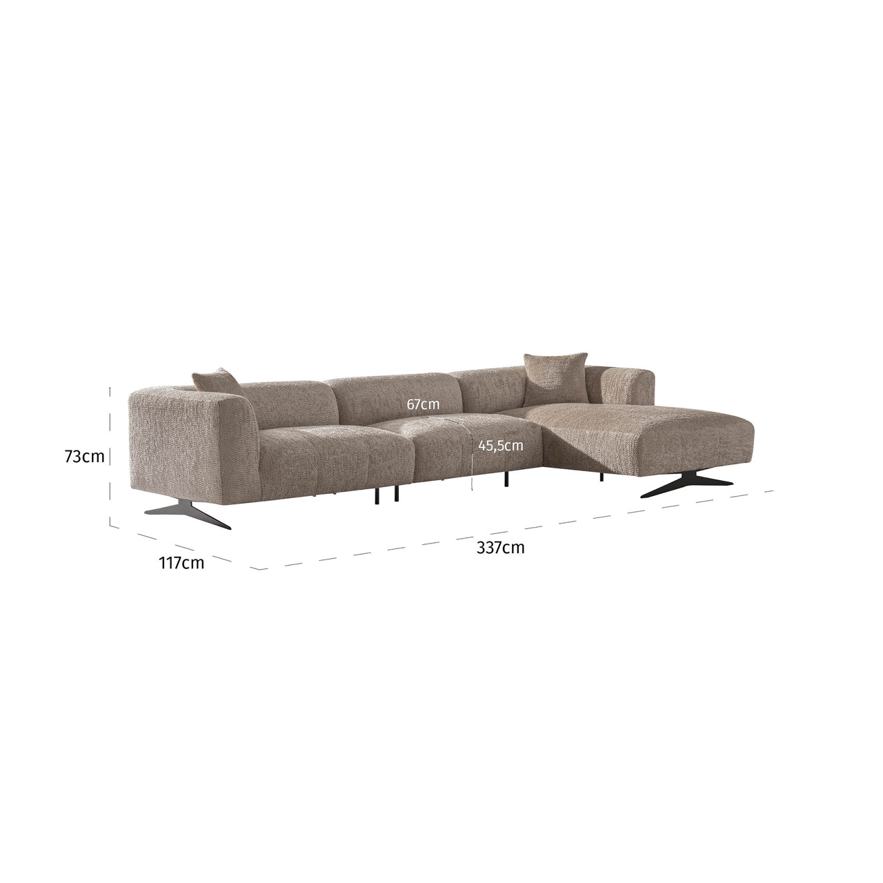 Sofa Hoxton lovely beige 3-seater + lounge right