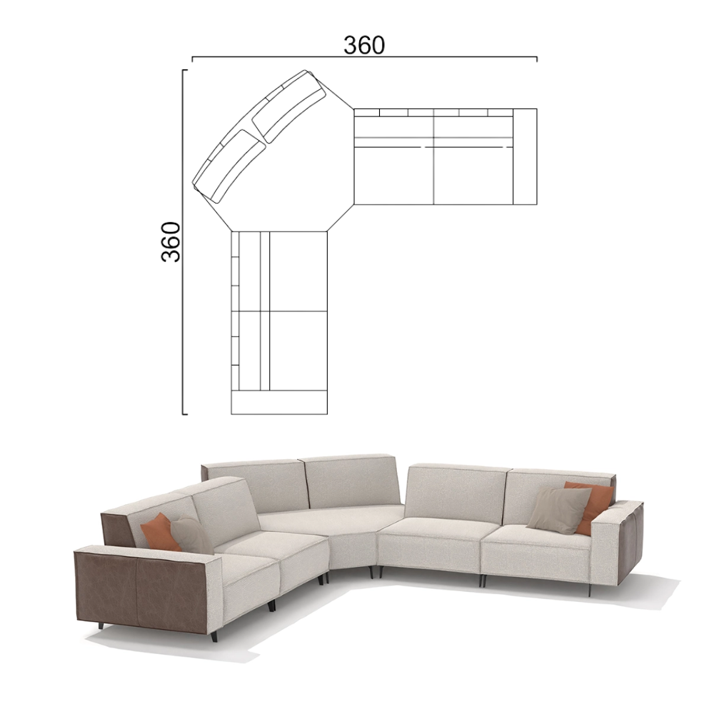 Sofa Cavalier - Light Beige 360x360cm