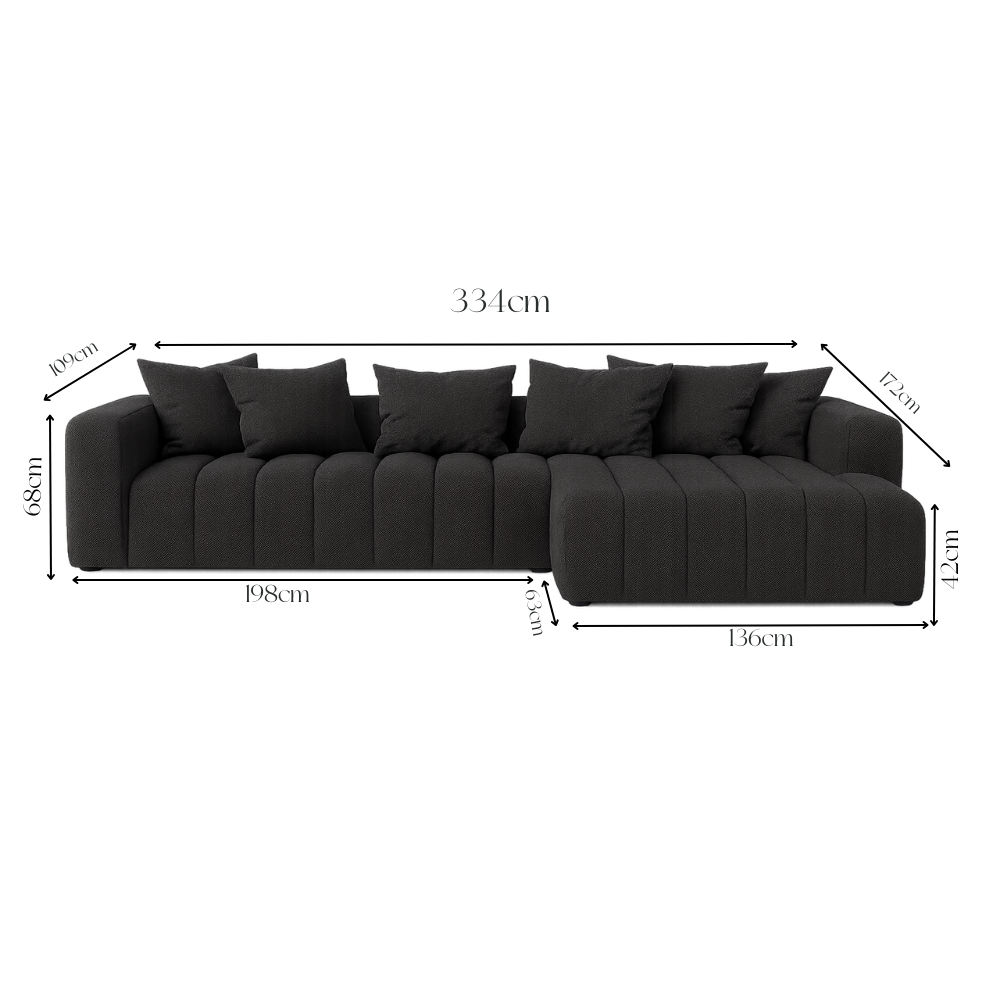 Sofa Marano - Oxford Black -  334 × 172 cm - Lounge Right