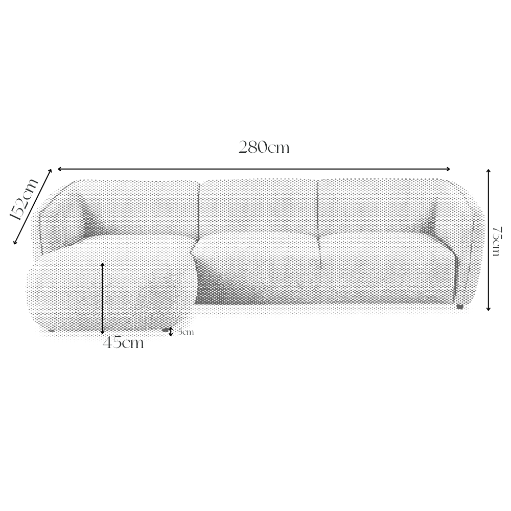 Sofa Cavallo - Beige Fluffy Corner Sofa 280×152cm