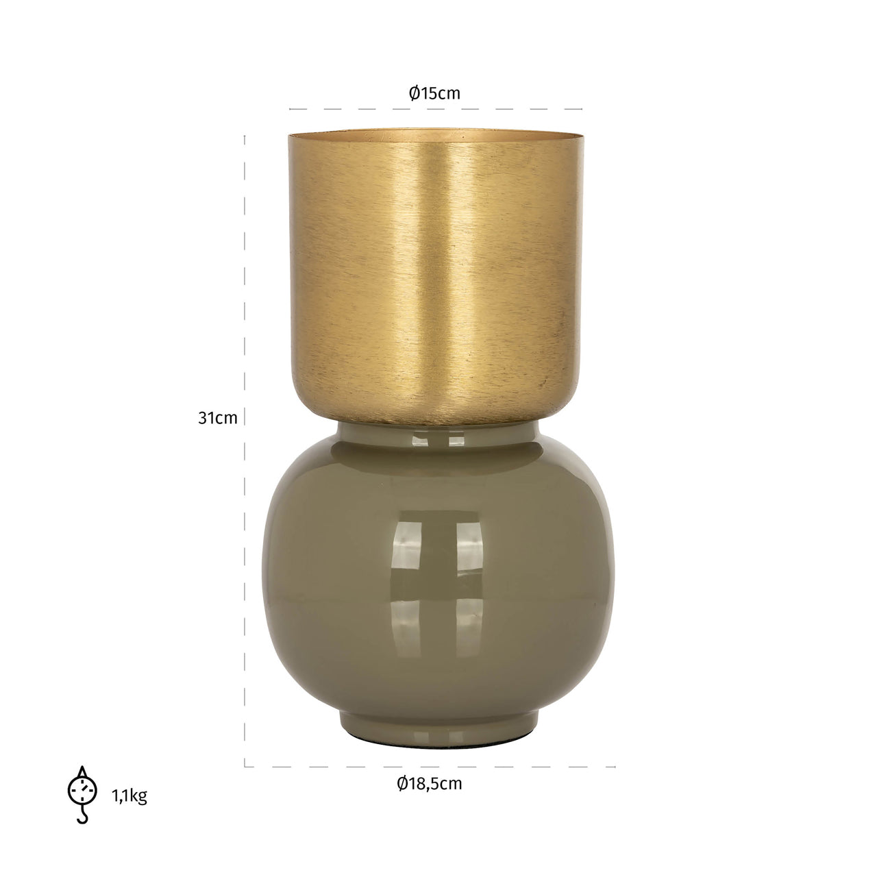 Vase Clover brushed gold