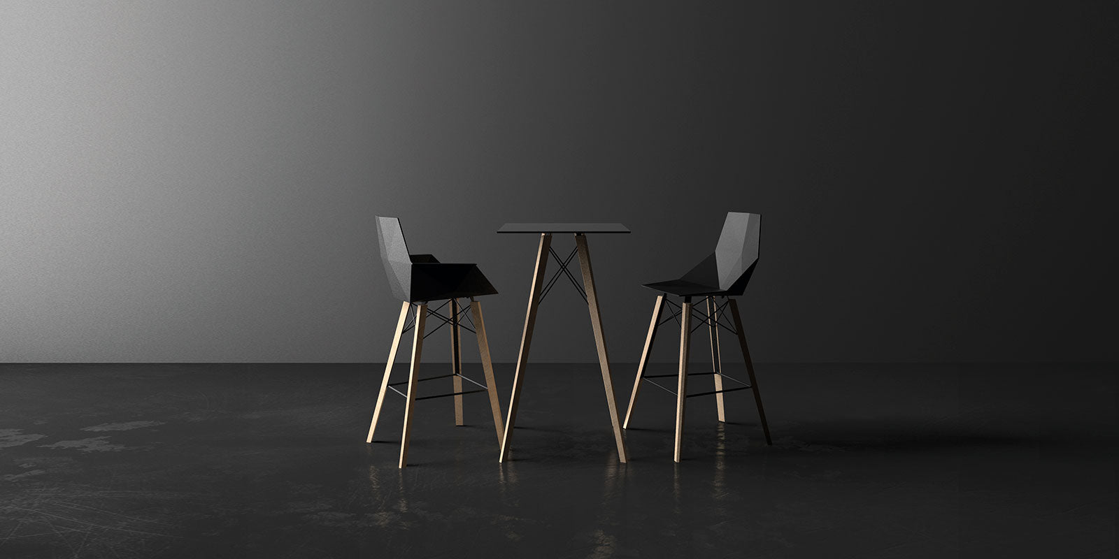 Faz - Wood High Table Ø50X105 Cm