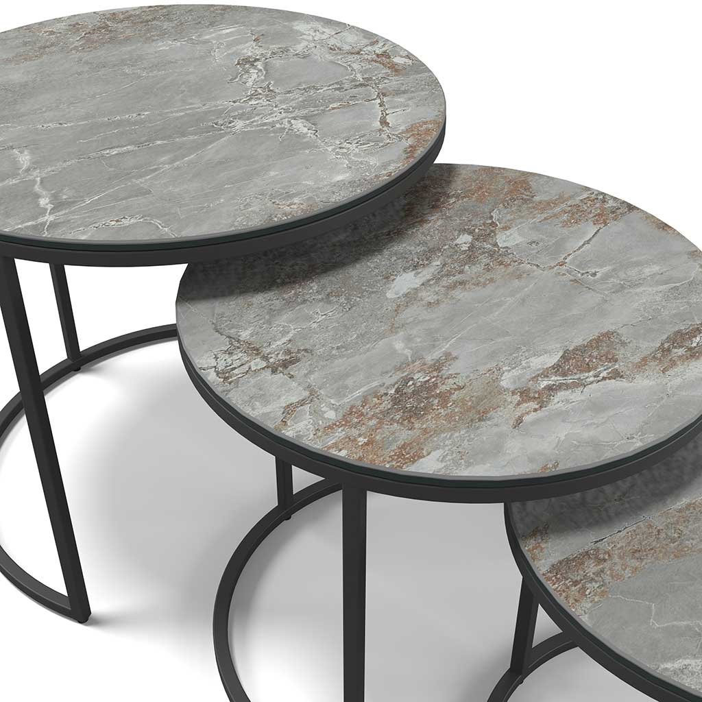 Senjo Coffee Table Set – Ø58/48/38 – Silver Ceramic