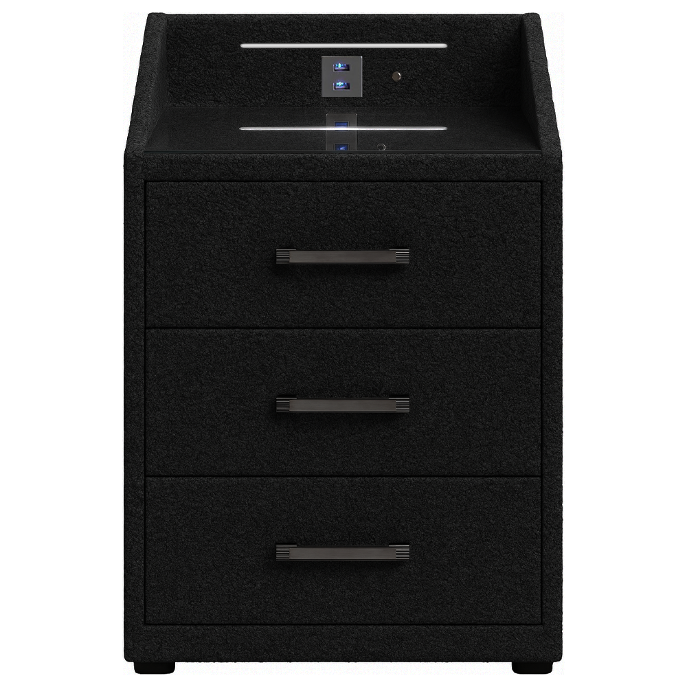 Nightstand Bexter - Black - with USB and LED 60×42×40 cm