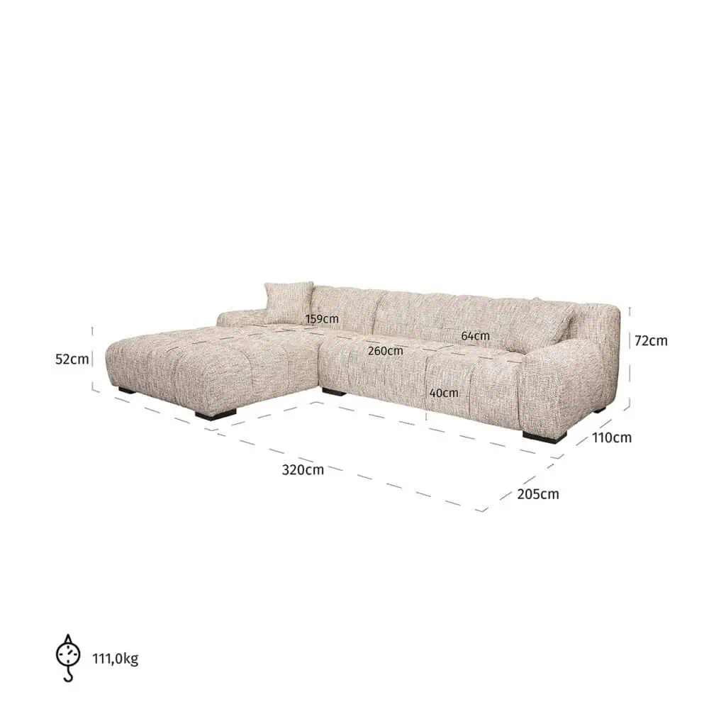 Bank Hazel 3-zits + lounge links